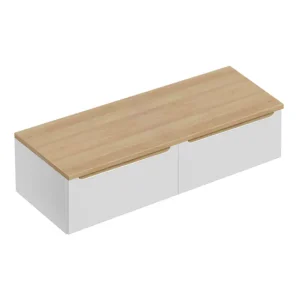 Mueble bajo lavabo 120cm 2 cajones encimera Livia Blanco y Madera