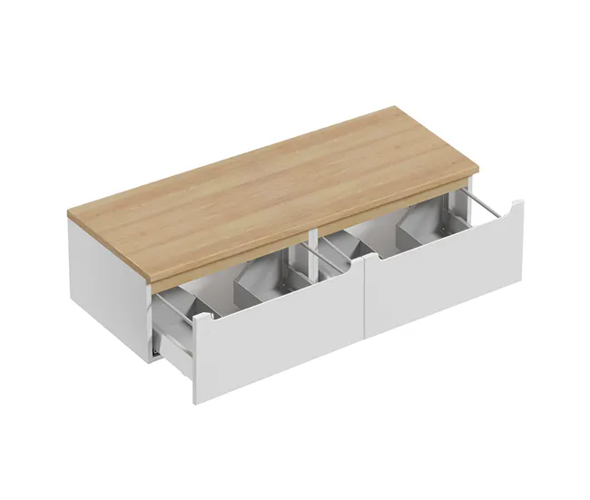 Mueble bajo lavabo 120cm 2 cajones encimera Livia Blanco y Madera