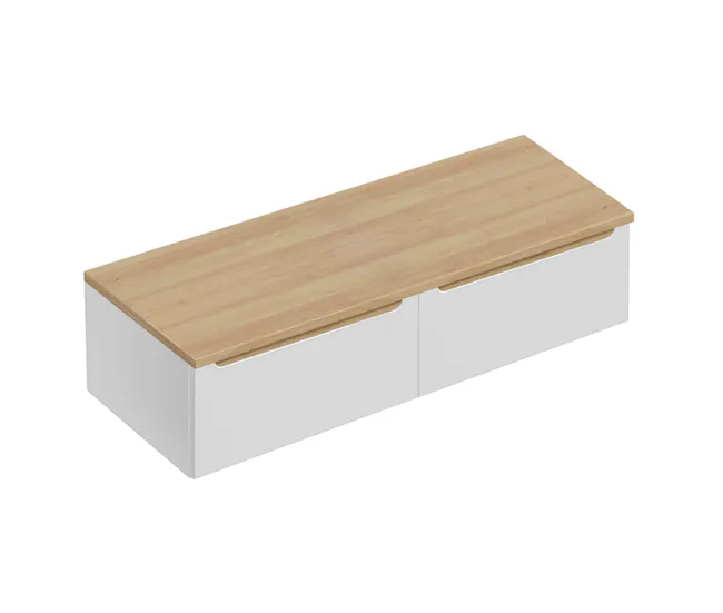 Mueble bajo lavabo 120cm 2 cajones encimera Livia Blanco y Madera