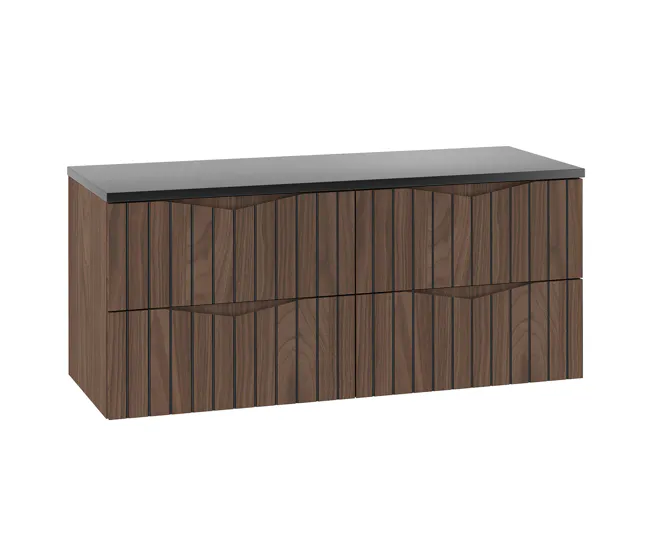 Mueble bajo lavabo 120cm encimera Siena madera y negro para Baños Pequeños