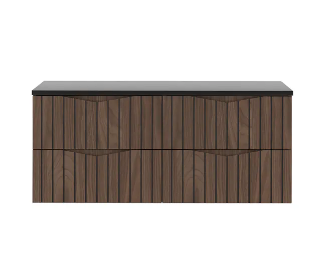 Mueble bajo lavabo 120cm encimera Siena madera y negro con Estante para Toallas