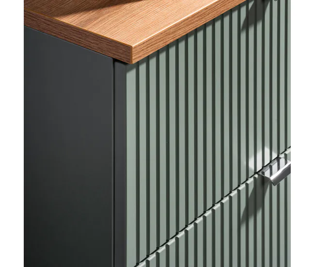 Mueble bajo lavabo 140cm 4 cajones encimera Jade Verde y Madera para Organización