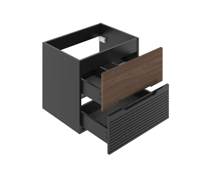Mueble bajo lavabo 140cm compartimiento encimera Sylla Negro y madera