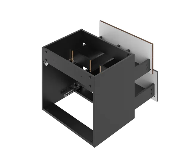 Mueble bajo lavabo 140cm compartimiento encimera Sylla Negro y madera