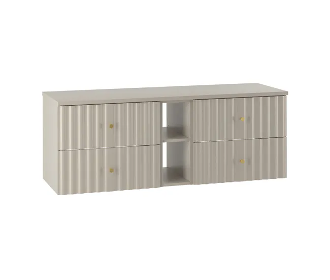 Mueble bajo lavabo 140cm 2 compartimientos encimera Izae Cachemira con Estante para Toallas