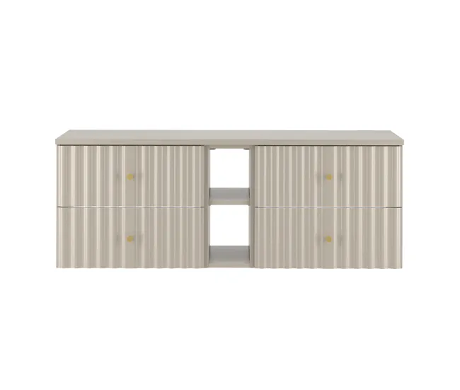 Mueble bajo lavabo 140cm 2 compartimientos encimera Izae Cachemira con Estante para Toallas