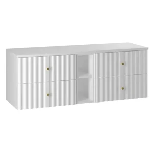 Mueble bajo lavabo 140cm 2 compartimientos encimera Izae Blanco Montaje en Pared