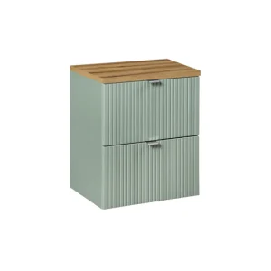 Mueble bajo lavabo 50cm 2 cajones encimera Jade Verde y Madera