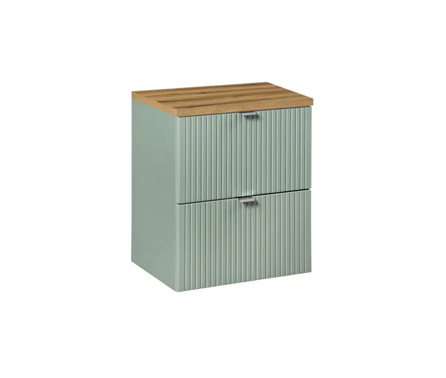 Mueble bajo lavabo 50cm 2 cajones encimera Jade Verde y Madera