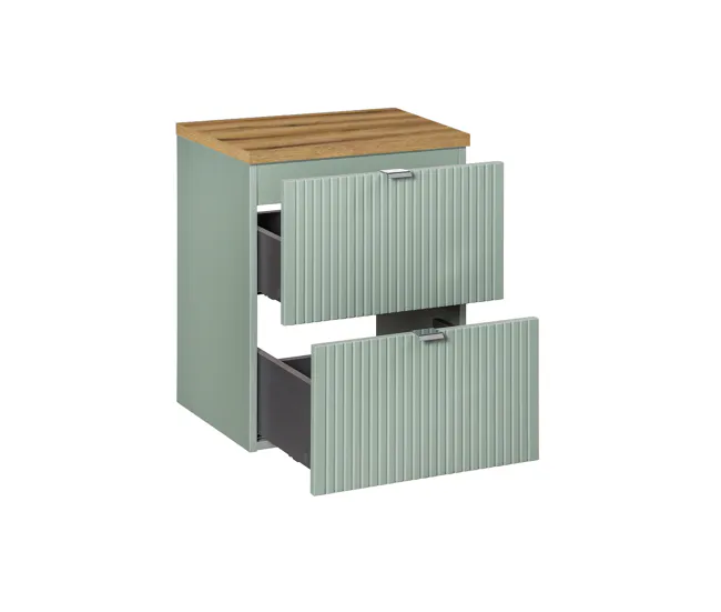Mueble bajo lavabo 50cm 2 cajones encimera Jade Verde y Madera