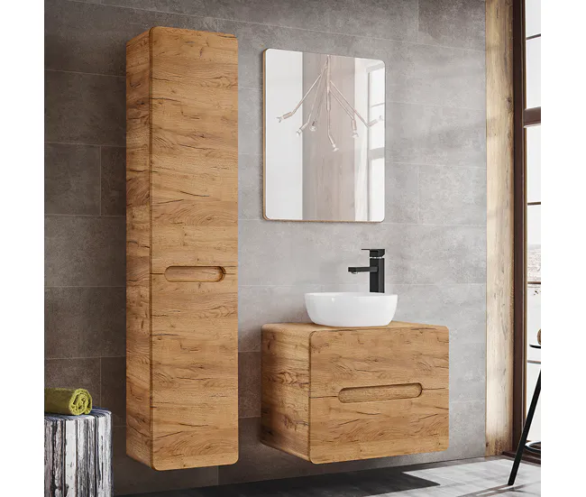Mueble bajo lavabo 60cm encimera Arun Madera en Blanco Brillante