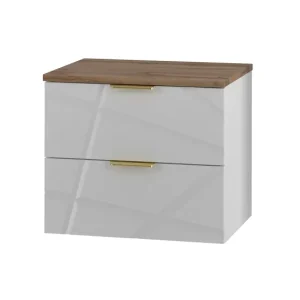 Mueble bajo lavabo 60cm encimera Aurora Blanco y Madera con Ganchos para Toallas
