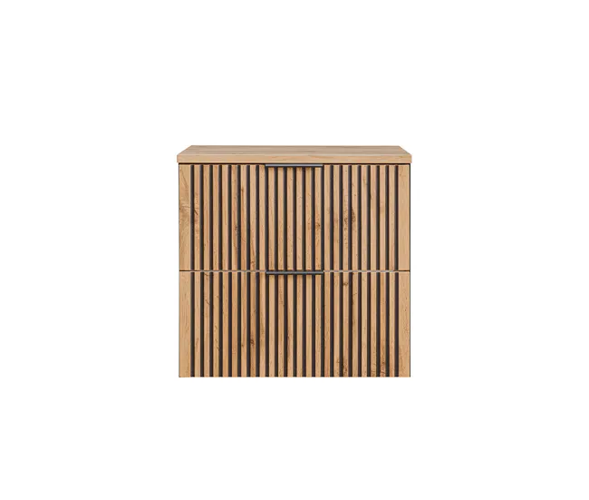 Mueble bajo lavabo 60cm encimera Gaia Madera y Negro Resistente la Humedad