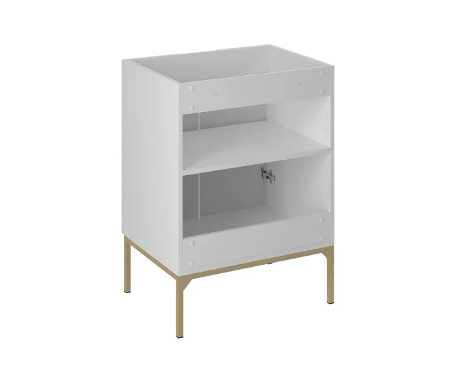 Mueble bajo lavabo 60cm encimera 2 puertas sobre patas Daria Blanco con Espejo Aumentado