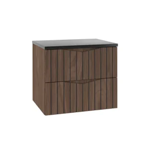 Mueble bajo lavabo 60cm encimera Siena madera y negro Resistente la Humedad