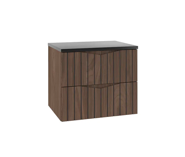 Mueble bajo lavabo 60cm encimera Siena madera y negro Resistente la Humedad