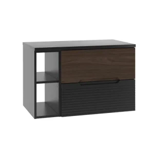 Mueble bajo lavabo 80cm compartimiento encimera Sylla Negro y madera