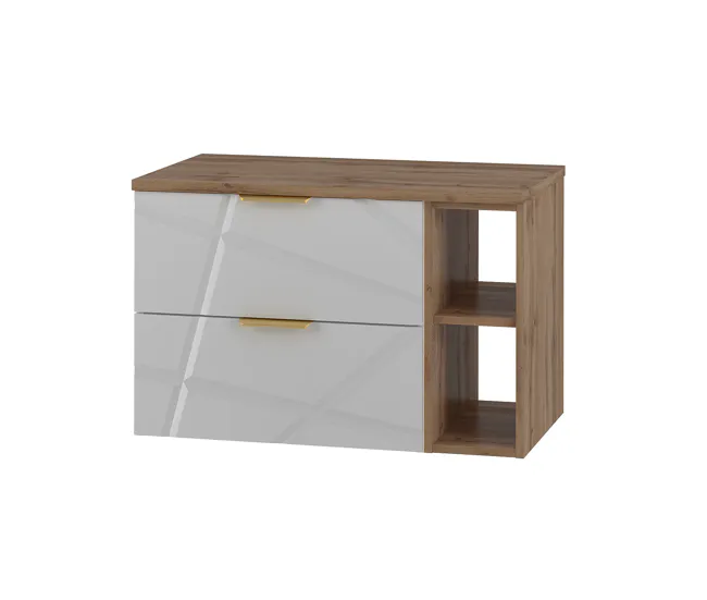 Mueble bajo lavabo 80cm 2 compartimientos encimera Aurora Blanco y Madera en Madera Tratada