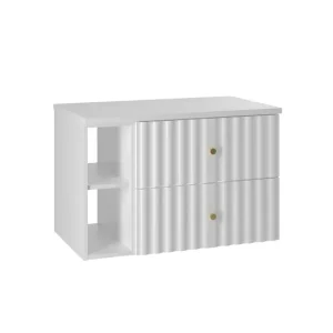 Mueble bajo lavabo 80cm 2 compartimientos encimera Izae Blanco Resistente la Humedad