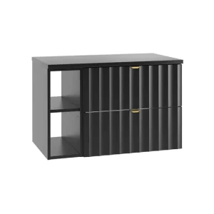 Mueble bajo lavabo 80cm 2 compartimientos encimera Lexa Negro