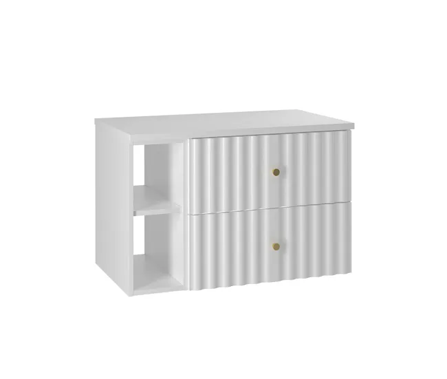 Mueble bajo lavabo 80cm 2 compartimientos encimera Izae Blanco en Blanco Brillante