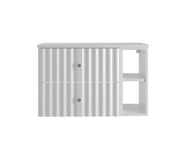 Mueble bajo lavabo 80cm 2 compartimientos encimera Izae Blanco en Blanco Brillante