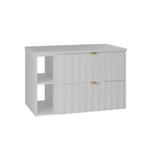 Mueble bajo lavabo 80cm 2 compartimientos encimera Lexa Blanco con Ganchos para Toallas