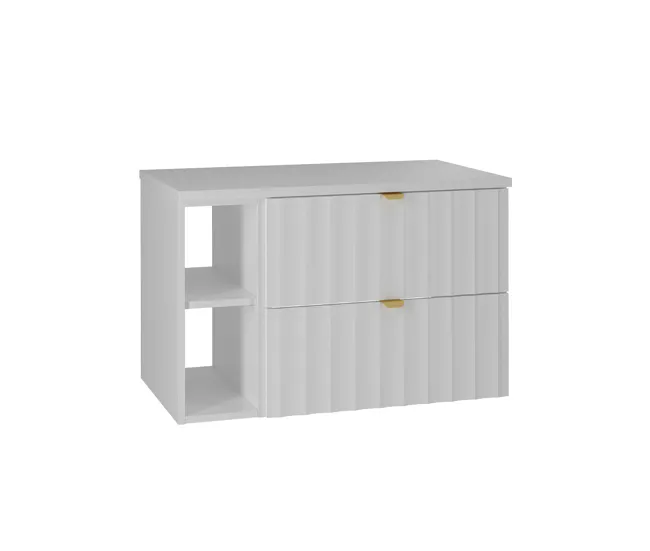 Mueble bajo lavabo 80cm 2 compartimientos encimera Lexa Blanco con Ganchos para Toallas