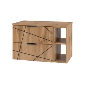 Mueble bajo lavabo 80cm 2 compartimientos encimera Teren Madera con Espejo Aumentado