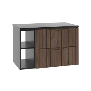 Mueble bajo lavabo 80cm 2 compartimientos encimera Siena madera y negro Resistente la Humedad