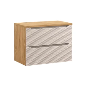 Mueble bajo lavabo 80cm encimera Elora Crema y madera