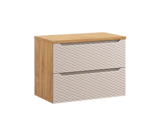Mueble bajo lavabo 80cm encimera Elora Crema y madera