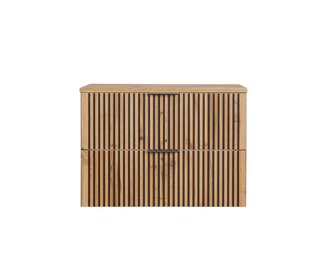 Mueble bajo lavabo 80cm encimera Gaia Madera y Negro Montaje en Pared