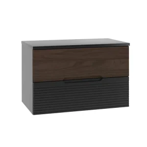 Mueble bajo lavabo 80cm encimera Sylla Negro y madera para Baño Completo