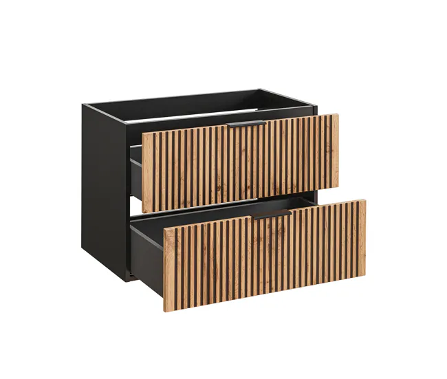Mueble bajo lavabo 80cm Gaia Madera y Negro para Baño Completo