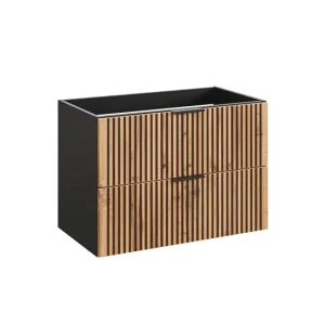 Mueble bajo lavabo 80cm Gaia Madera y Negro para Baños Pequeños