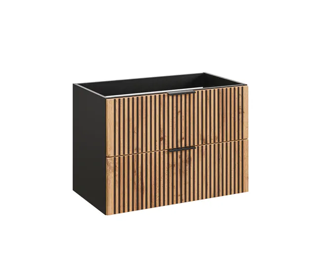 Mueble bajo lavabo 80cm Gaia Madera y Negro para Baños Pequeños