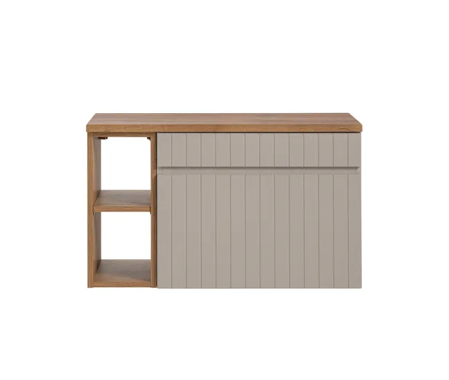 Mueble bajo lavabo 80cm 2 nichos Zelie Blanco y Madera