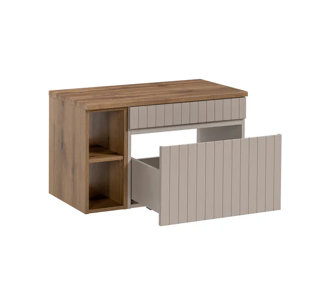 Mueble bajo lavabo 80cm 2 nichos Zelie Blanco y Madera