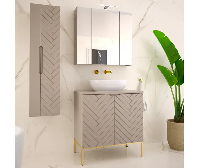 Mueble bajo lavabo 80cm 2 puertas sobre patas Daria Cachemira