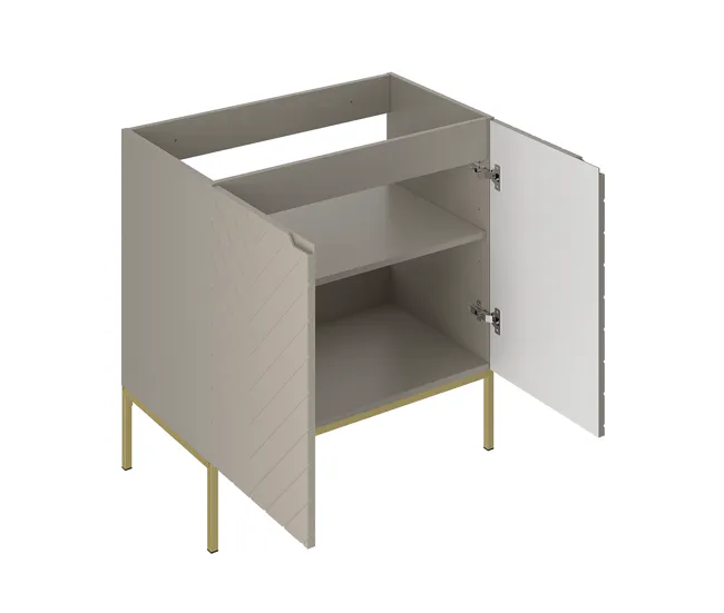 Mueble bajo lavabo 80cm 2 puertas sobre patas Daria Cachemira