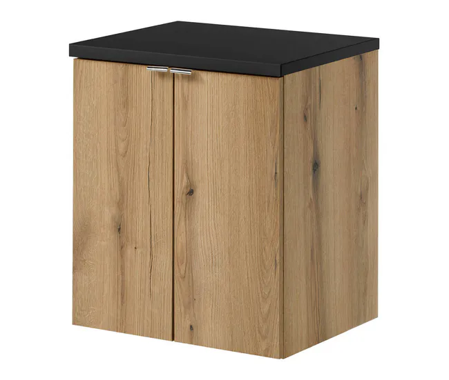 Mueble bajo lavabo Newport con 2 puertas 50x60x40 cm - Efecto Roble/Negro