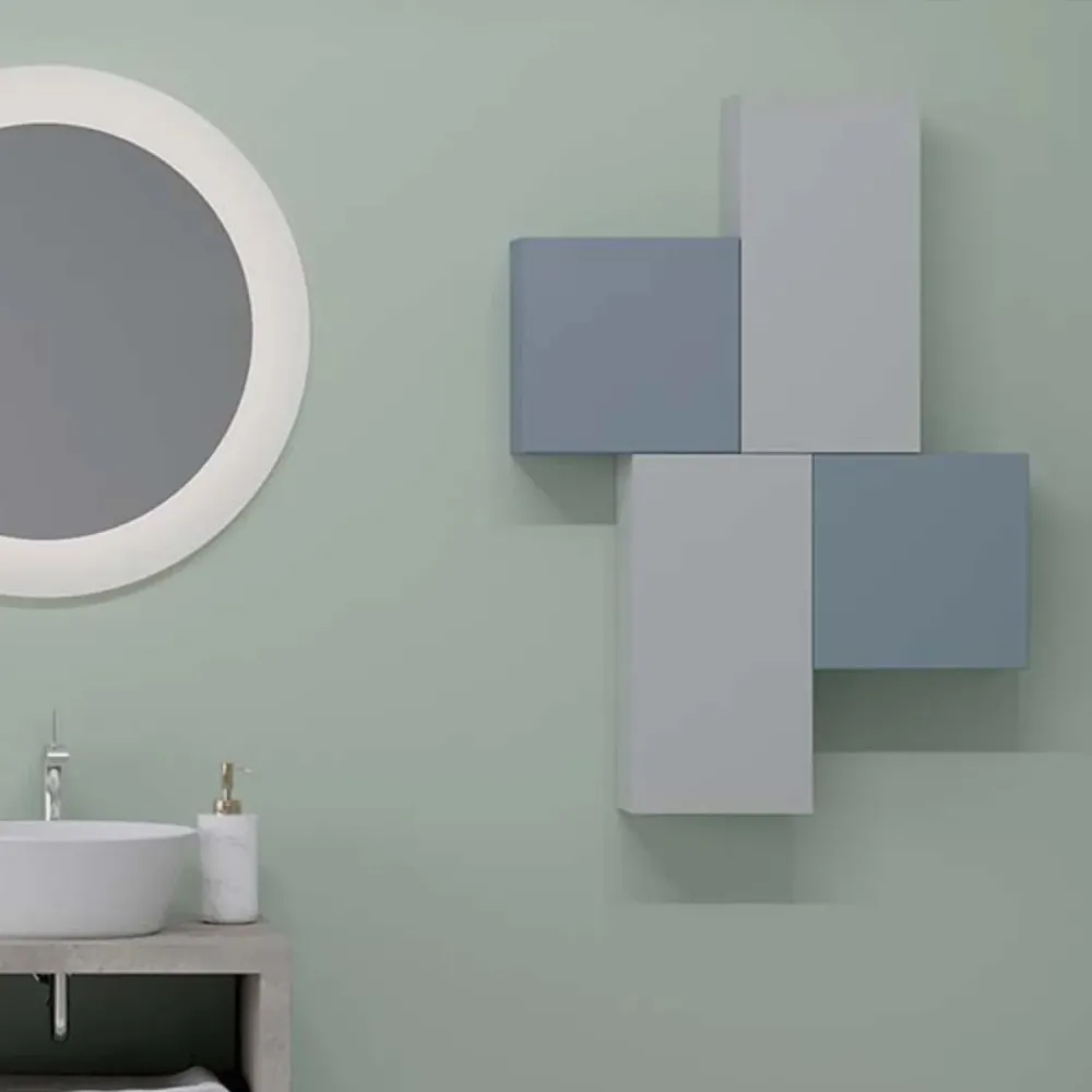 Mueble de baño colgante cubo con una puerta Azul Pastel Mate - Cubi&Co modelo Symmetry con Cajón con Cerradura