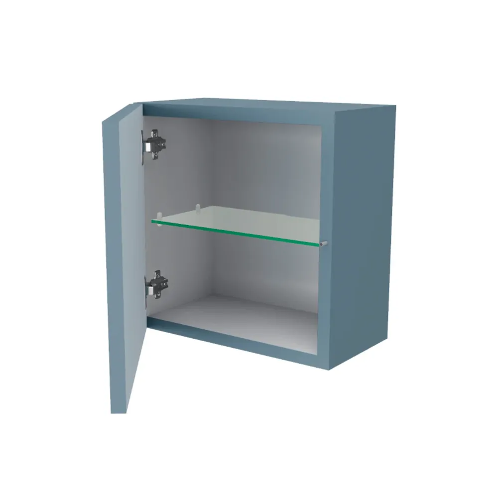 Mueble de baño colgante cubo con una puerta Azul Pastel Mate - Cubi&Co modelo Symmetry con Cajón con Cerradura