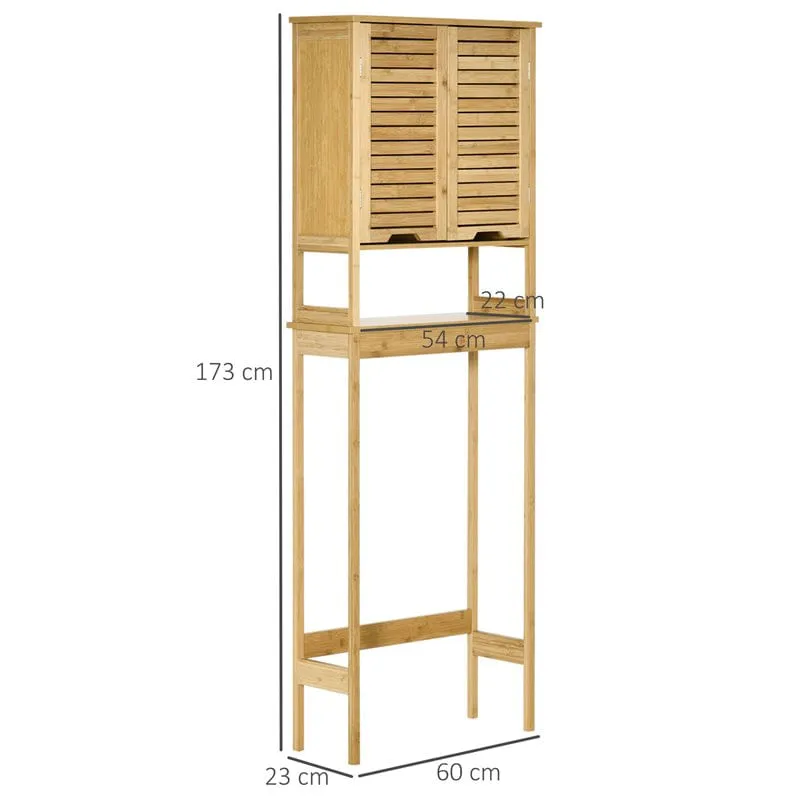 Mueble de baño Kleankin sobre inodoro bambú 173x60x23 cm para Baños Pequeños
