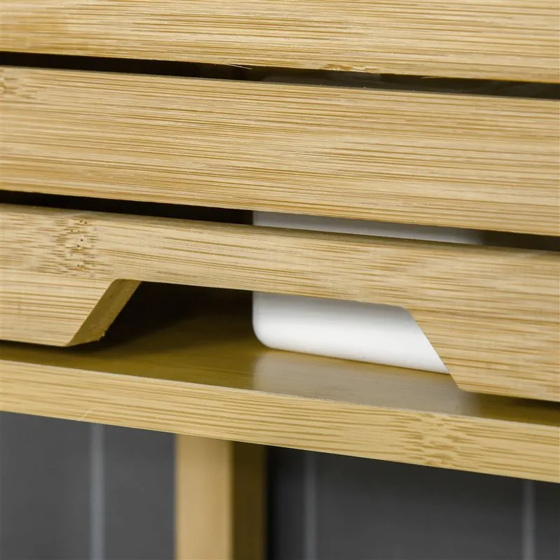 Mueble de baño Kleankin sobre inodoro bambú 173x60x23 cm para Baños Pequeños