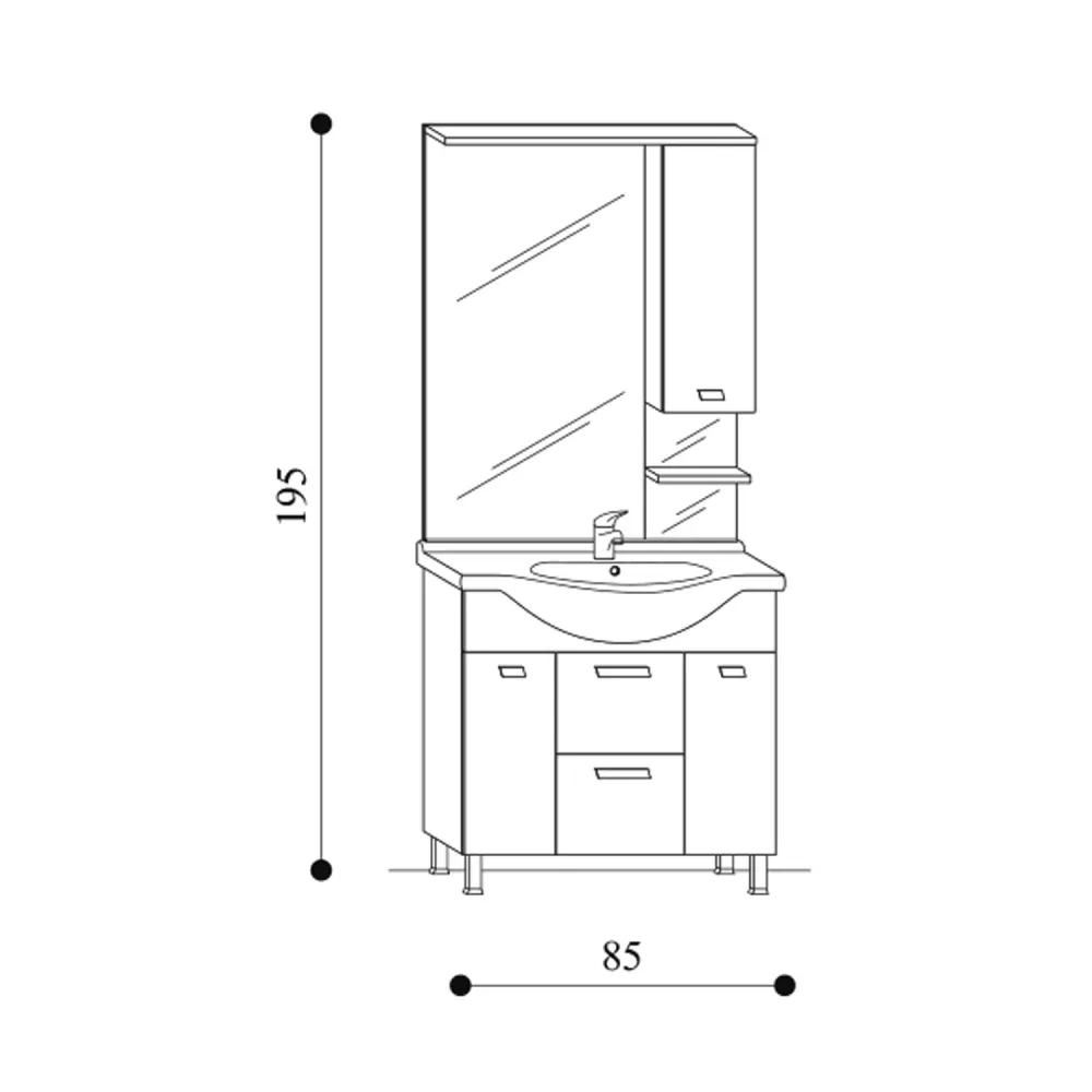 Mueble de baño móvil suelo modelo Rimini08 cm 85x195x48 roble nabucco