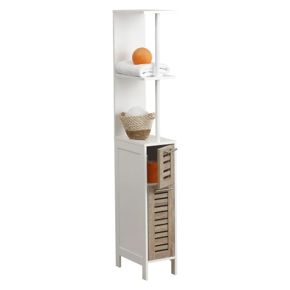 Mueble Columna para Baño 'Stockholm' 2 Puertas + Estante Interior | Mueble de Baño para Almacenaje, Único Espacios Pequeño...