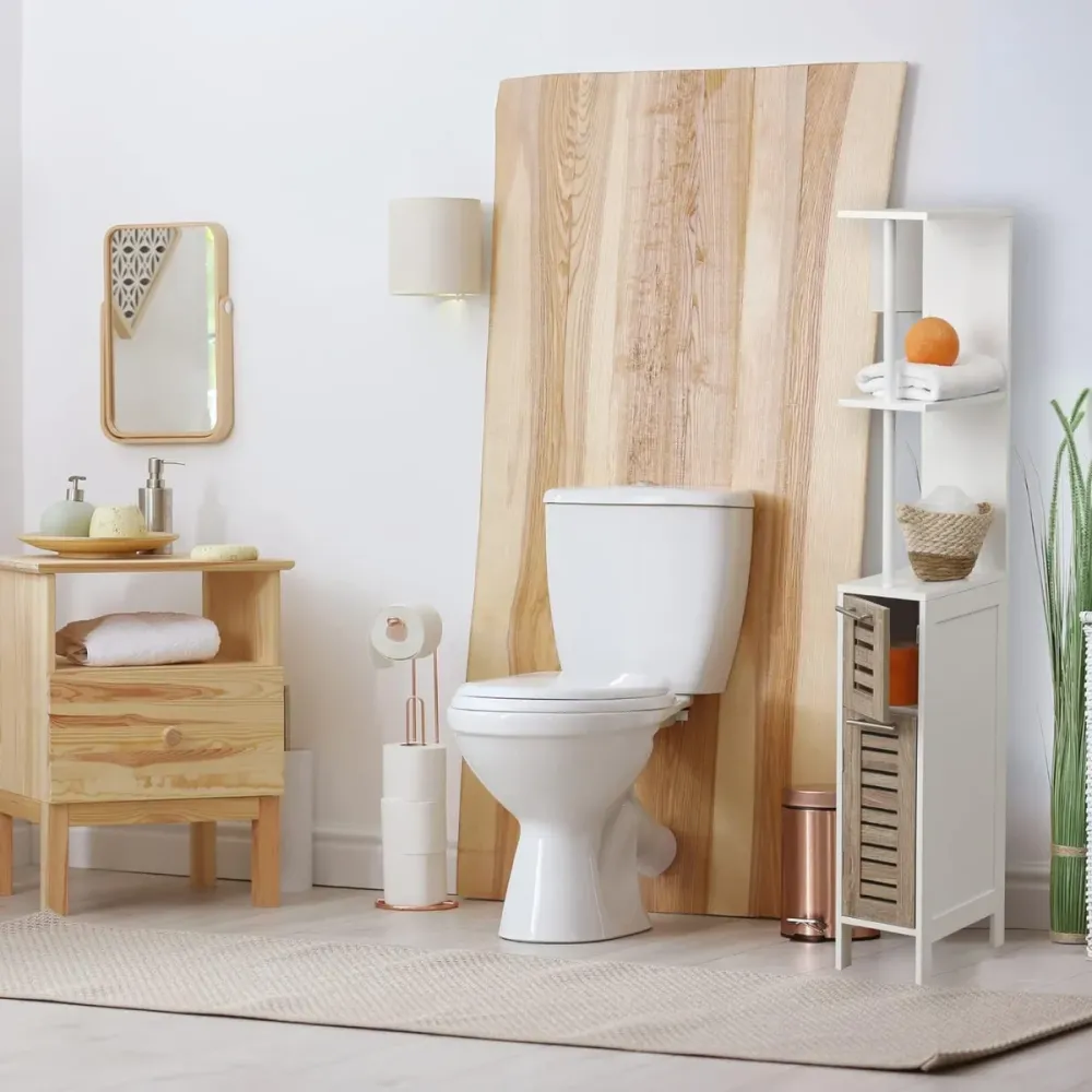 Mueble Columna para Baño 'Stockholm' 2 Puertas + Estante Interior | Mueble de Baño para Almacenaje, Único Espacios Pequeño...