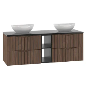 Mueble doble lavabo 140cm 2 compartimientos Siena madera y negro